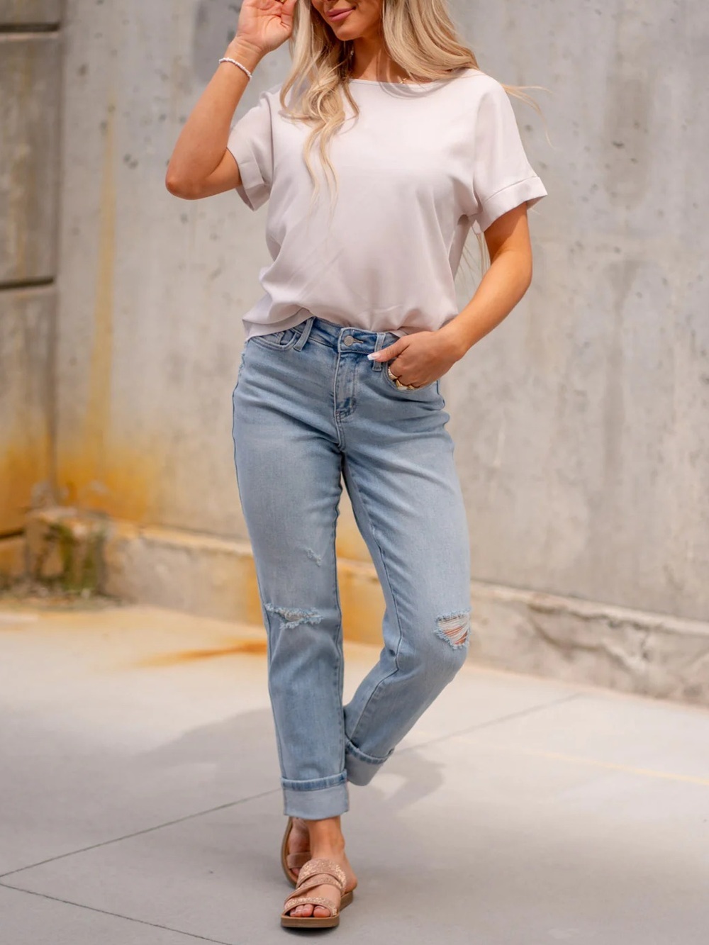 NWT Judy Blue Star Pocket Mid Rise Boyfriend Jeans